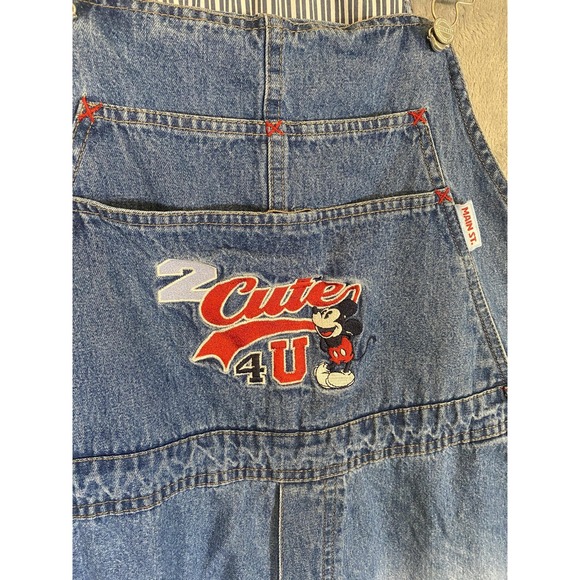 Vintage‎ Disney Main Street Overalls Womens 22W/24W Denim Shortalls Mickey 90s - Picture 2 of 9